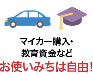 マイカー購入・教育資金などお使いみちは自由！