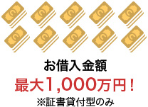 お借入金額最大1,000万円！※証書貸付型のみ