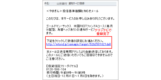 「下記をクリックして数値の設定にお進みください。」という文章の下にあるリンクをクリックして登録完了